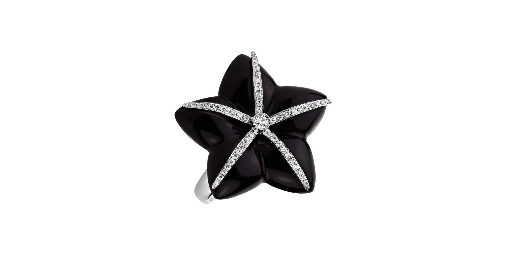 Prsten s onyxem a diamanty Dark Star