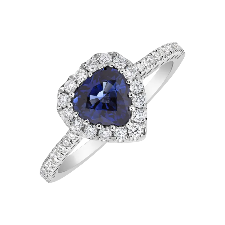Prsten s safírem a diamanty Longing Heart