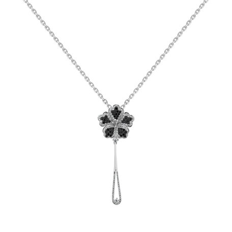 Přívěs s černými a bílými diamanty Magic Lotus