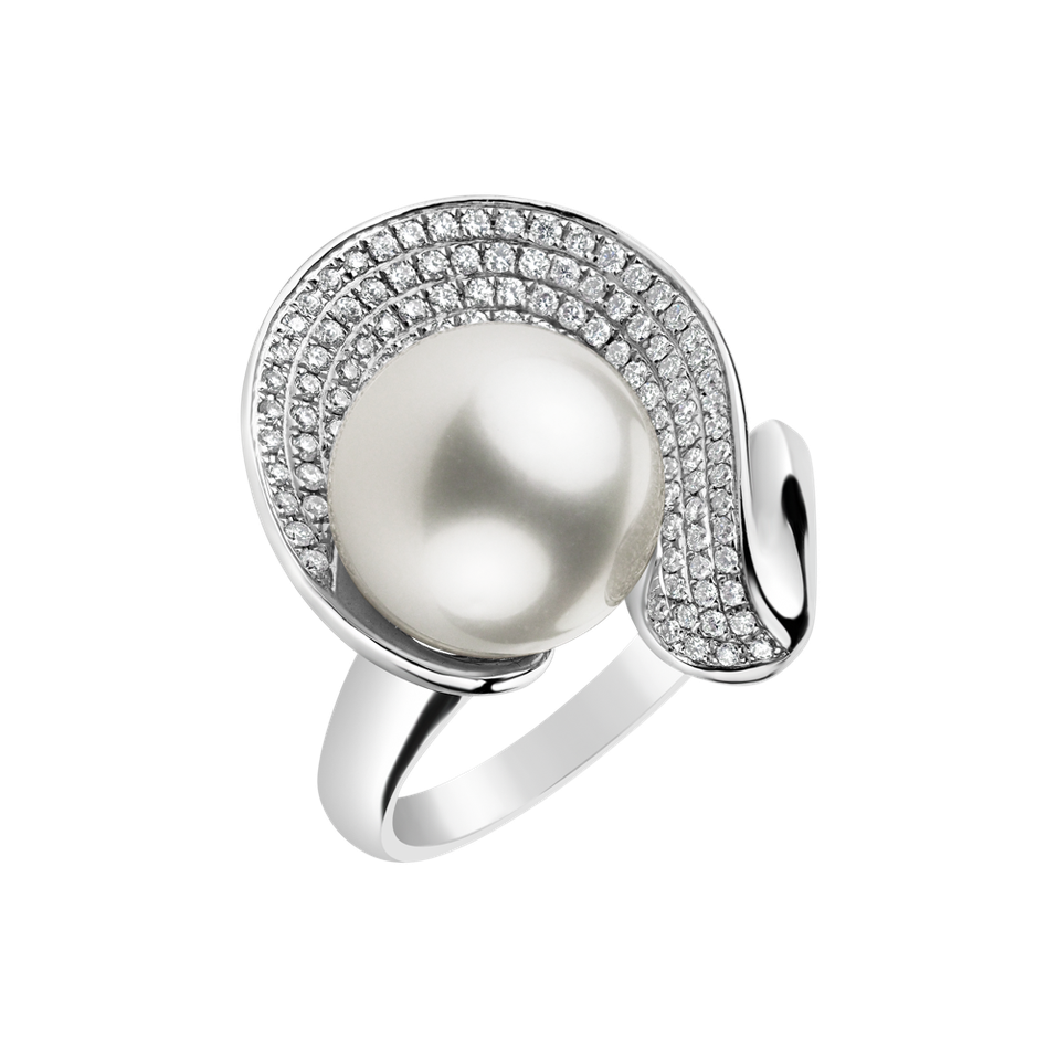 Prsten s perlou a diamanty One Pearl