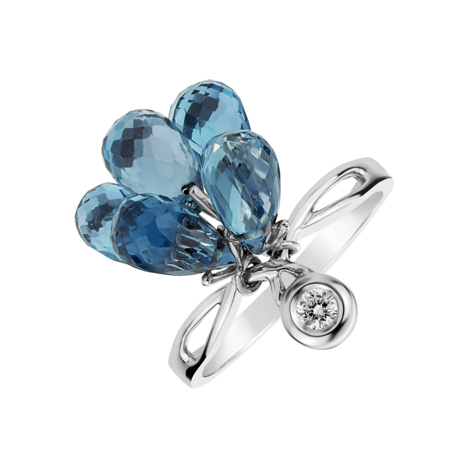 Prsten s diamantem a topazy Gemstone Embrace