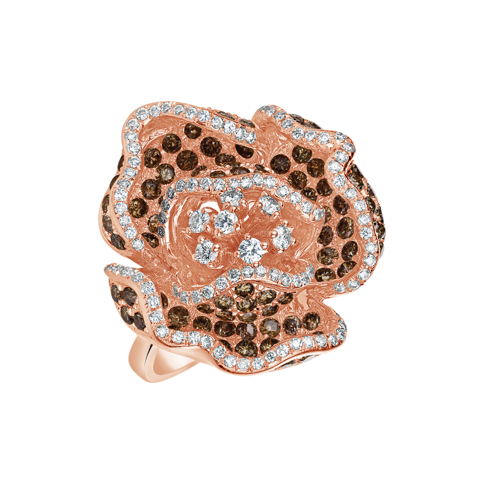 Prsten s bílými a hnedými diamanty Malgoata