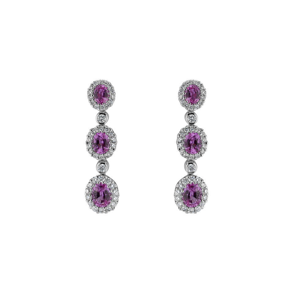 Náušnice s diamanty a safíry Triple Trouble