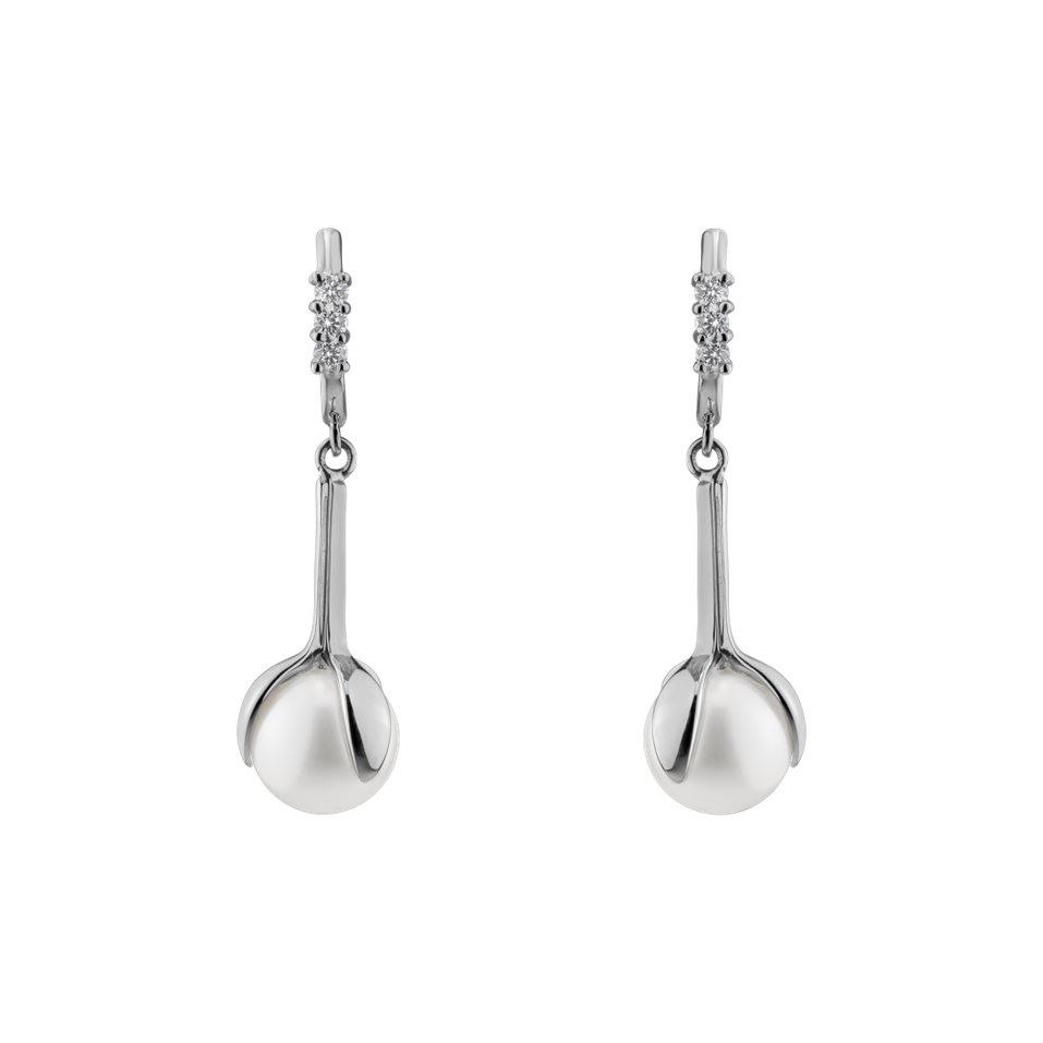 Náušnice s perlou a diamanty Ocean Flora