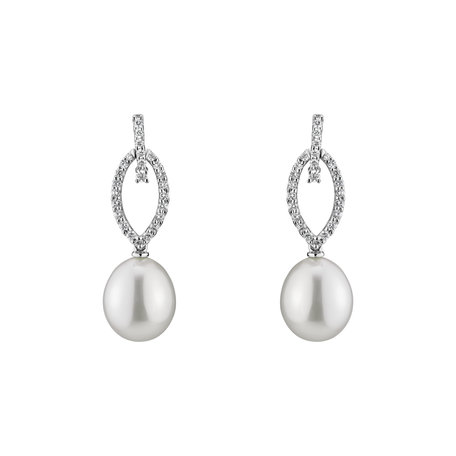 Náušnice s perlou a diamanty Virginia Pearls