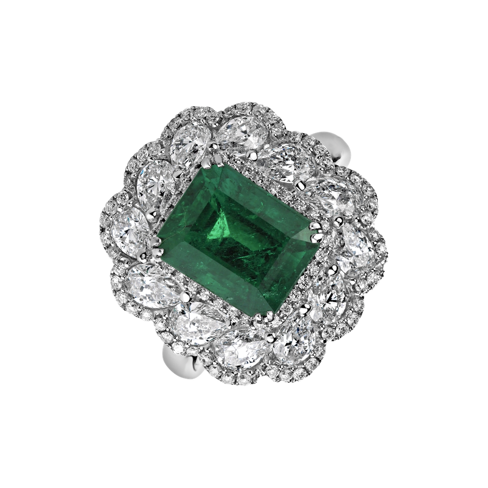 Prsten se smaragdem a diamanty Frozen Aurora