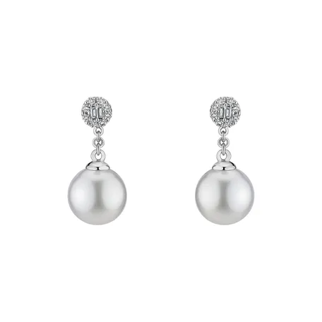 Náušnice s perlou a diamanty Crystal Sea