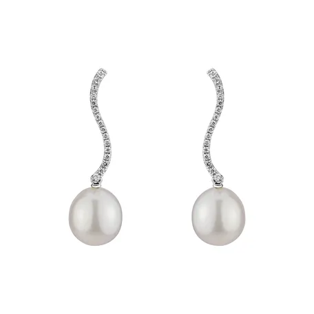 Náušnice s perlou a diamanty Synthetic vibe