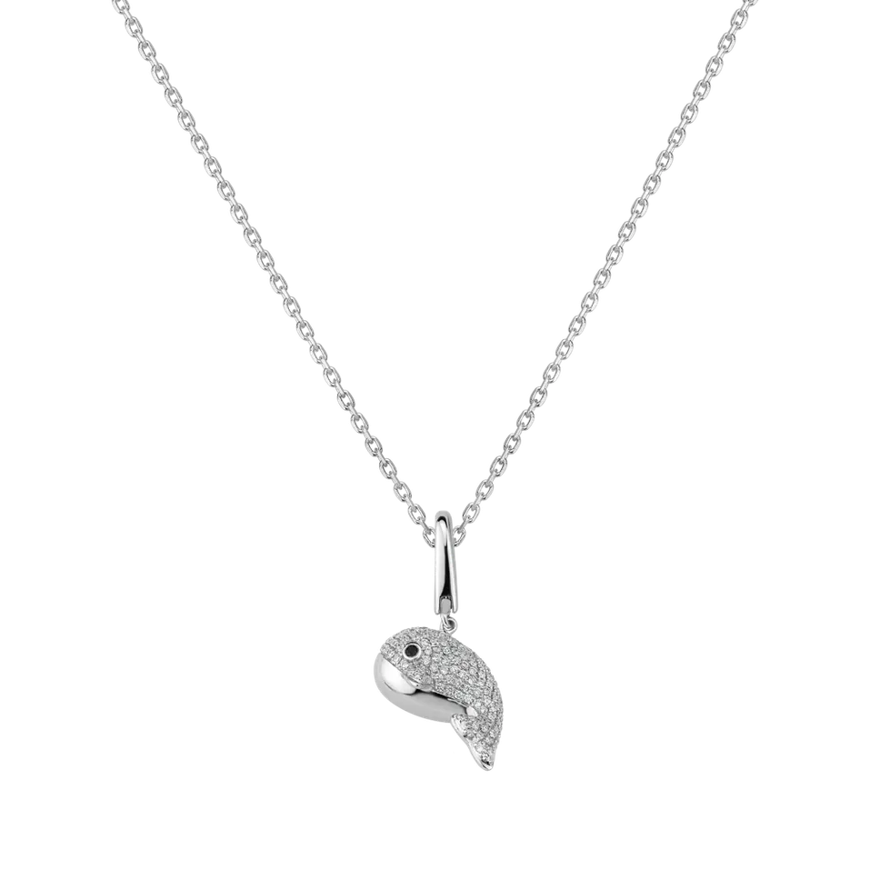 Přívěs s černými a bílými diamanty Diamond Fishlet