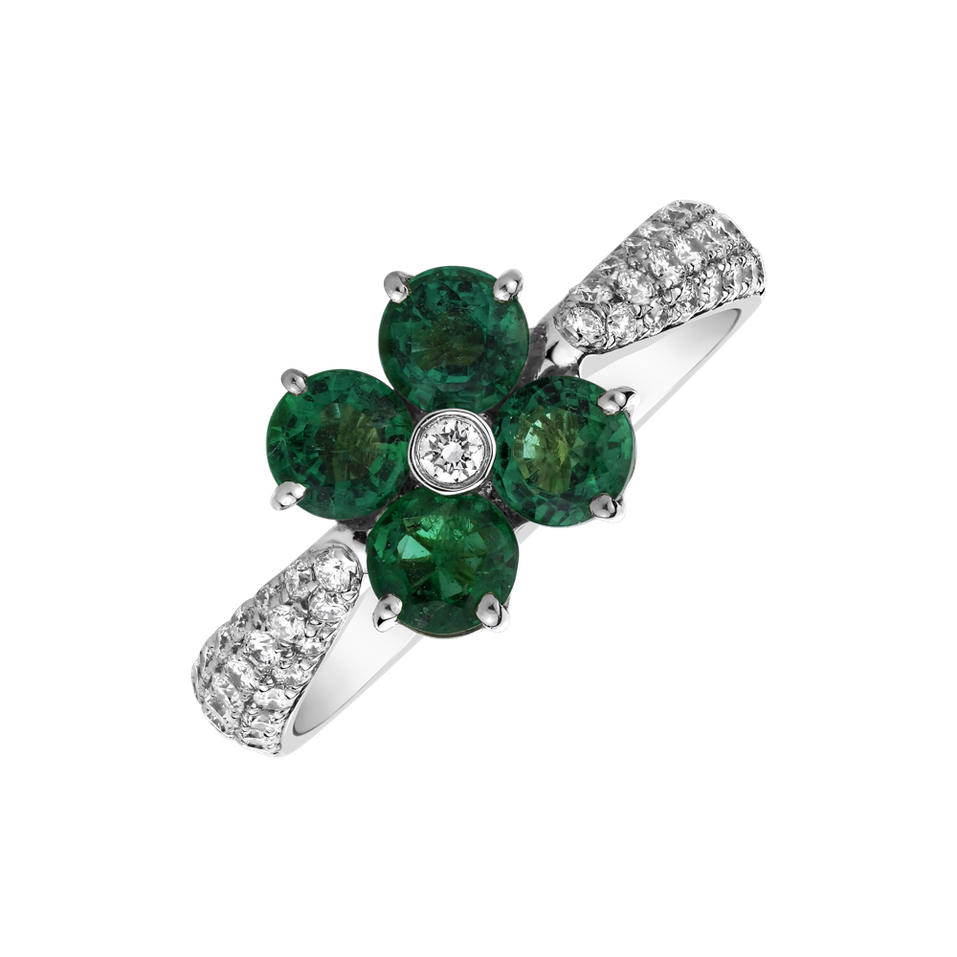 Prsten s diamanty a smaragdy Genoveva