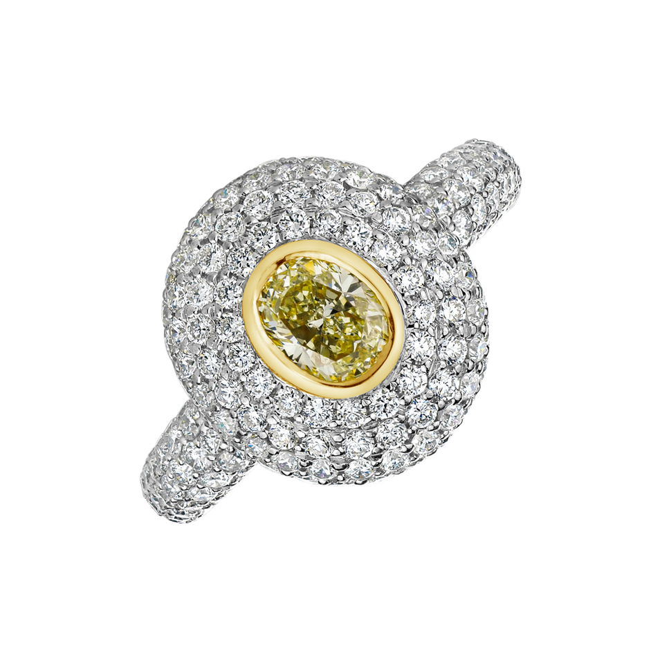 Prsten s bílými a žlutými diamanty Odilion