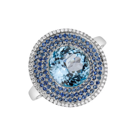 Prsten s topazem, diamanty a safíry Galaxy Treasure