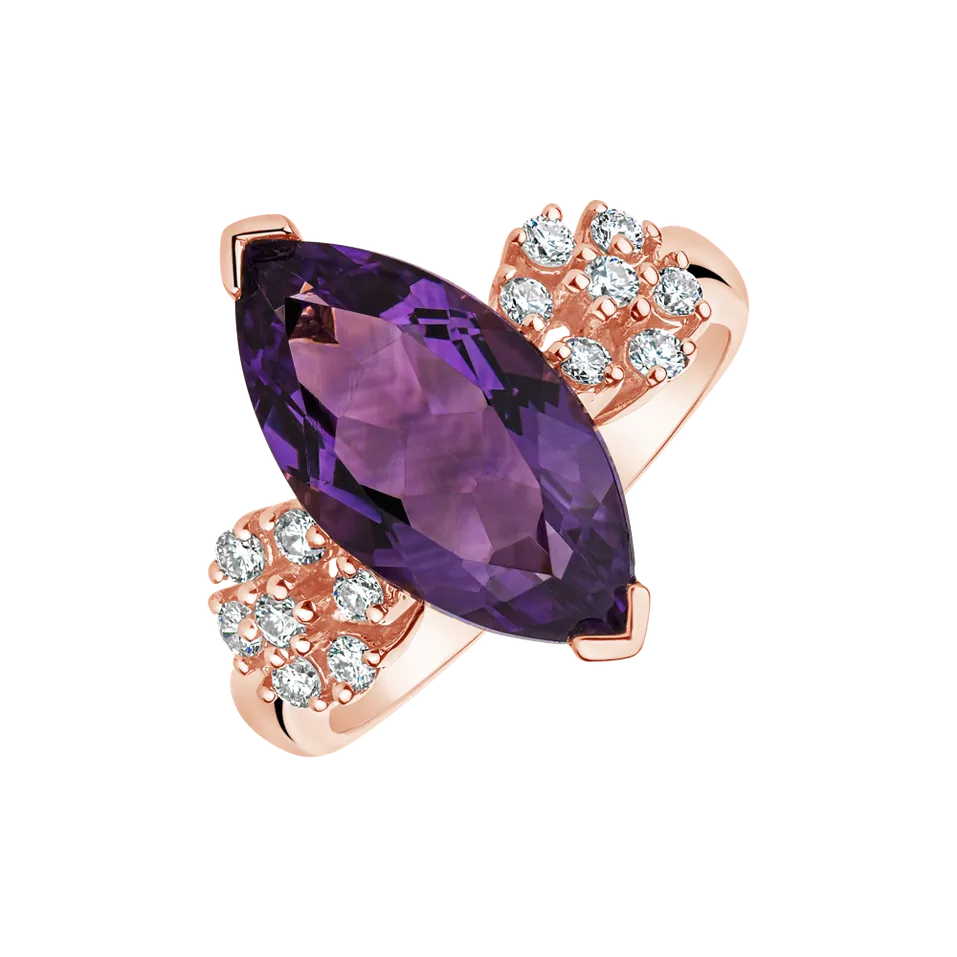 Prsten s ametystem a diamanty Bali