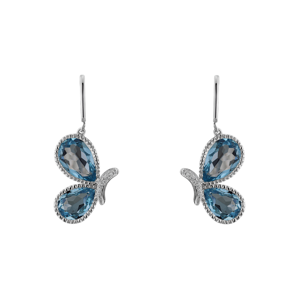 Náušnice s diamanty a topazy Wings of the Sky