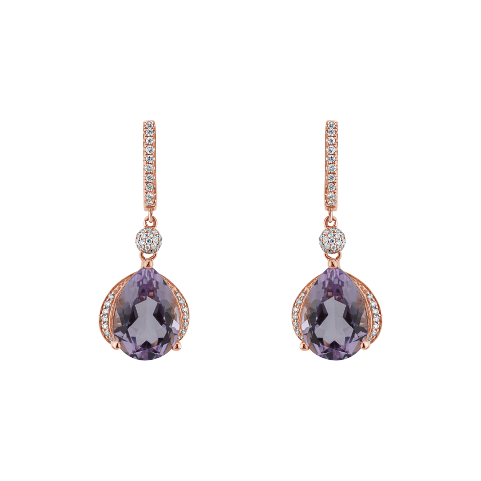 Náušnice s ametystem diamanty Chavalier