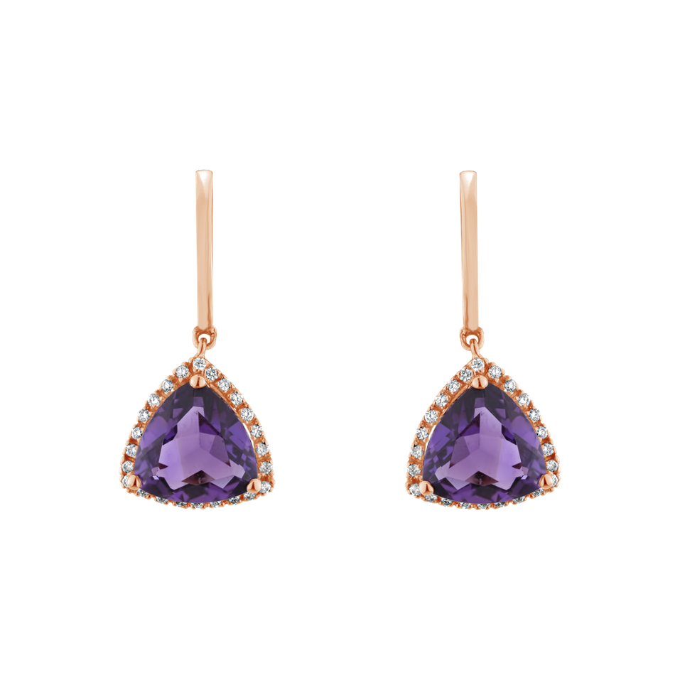 Náušnice s ametystem diamanty Ambitious Project