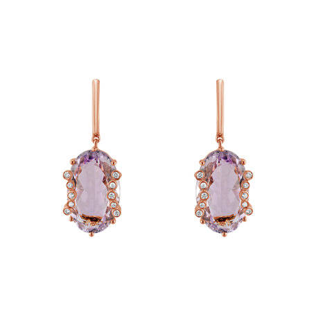 Náušnice s ametystem diamanty Pink Mist