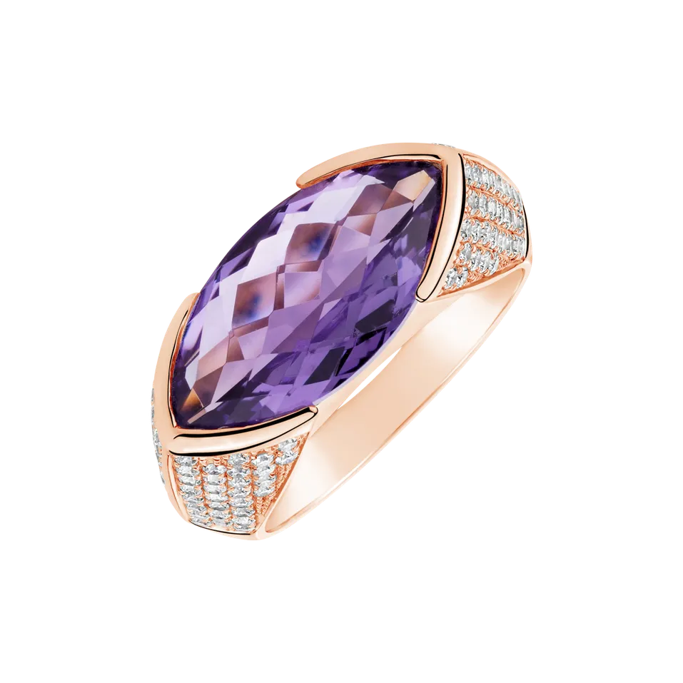 Prsten s ametystem a diamanty Fiona