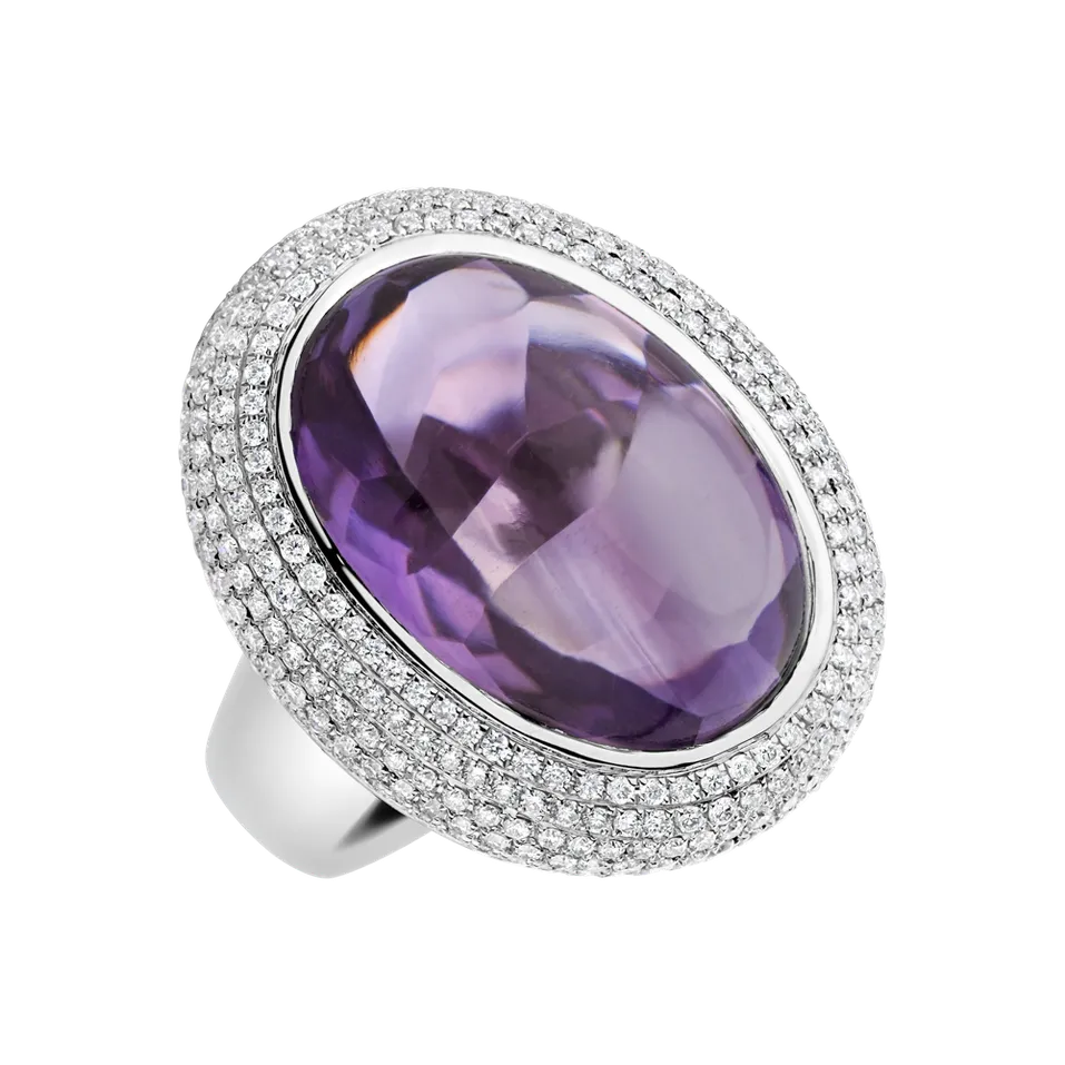 Prsten s ametystem a diamanty Saron