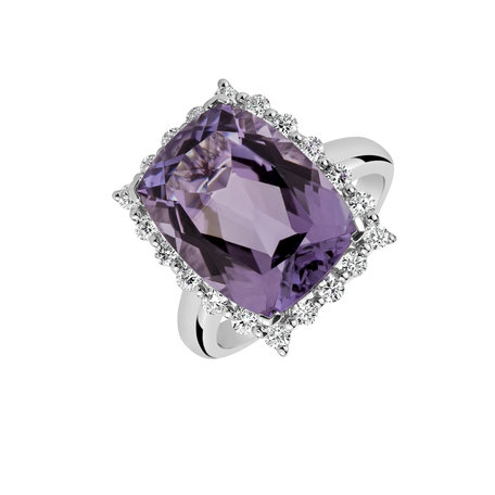 Prsten s ametystem a diamanty Justin