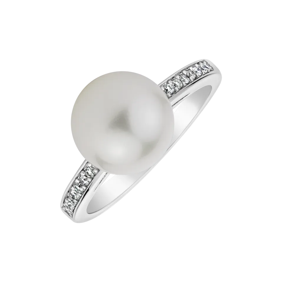 Prsten s perlou a diamanty Sea Grace