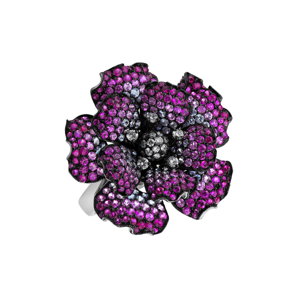 Prsten s diamanty a safíry Royal Magnolia