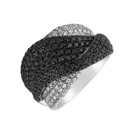 Prsten s černými a bílými diamanty Atlantida