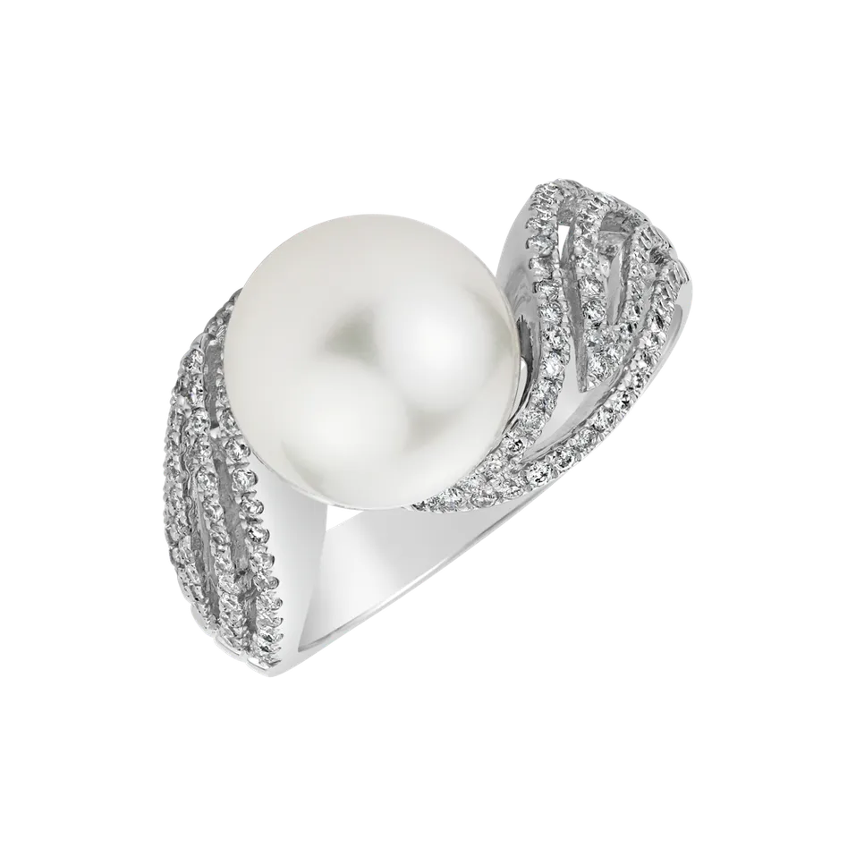 Prsten s perlou a diamanty Magic Ocean