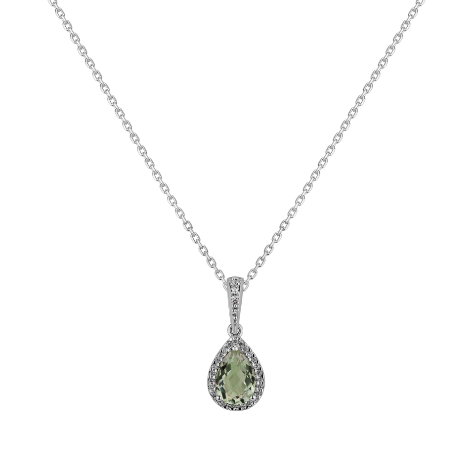 Přívěs s ametystem a diamanty Elfique Tear