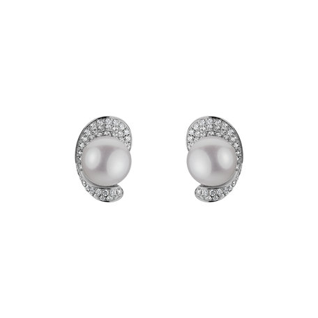 Náušnice s perlou a diamanty Melodic Pearls