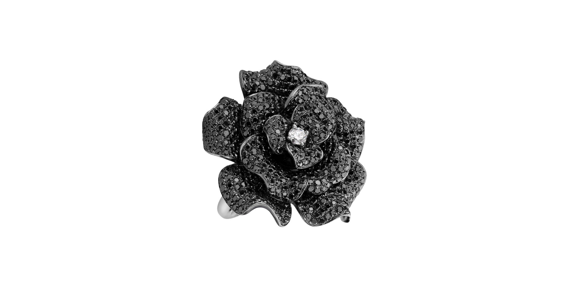 Prsten s bílými a černými diamanty Midnight Princess