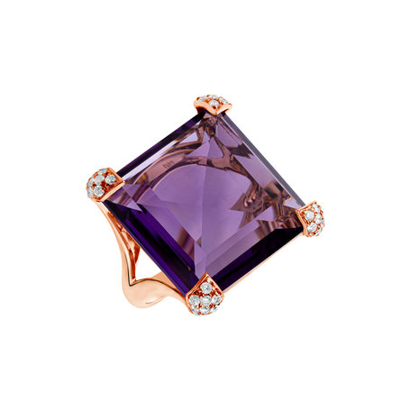 Prsten s ametystem a diamanty Anais