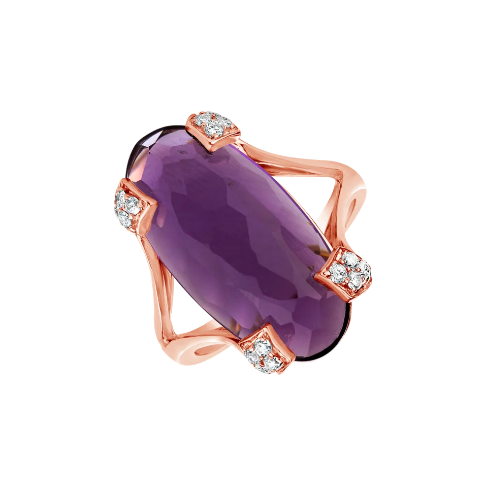 Prsten s ametystem a diamanty Charmaine
