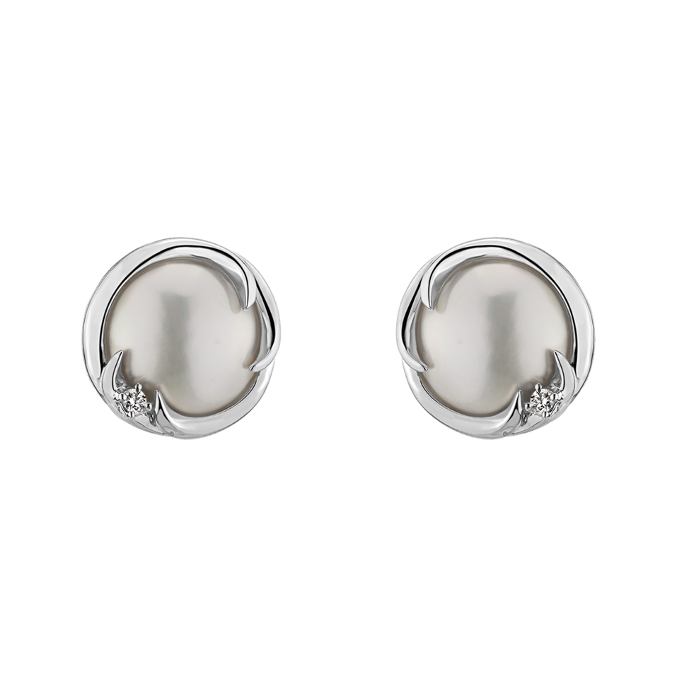 Náušnice s perlou diamantem Lola Waves