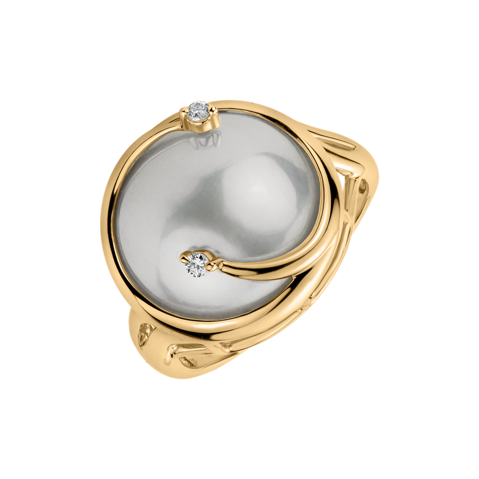 Prsten s perlou a diamanty Embrace Pearl