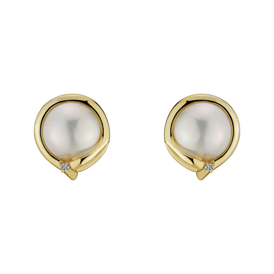 Náušnice s perlou diamantem Pearly Allure