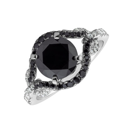 Prsten s černými a bílými diamanty Angelina