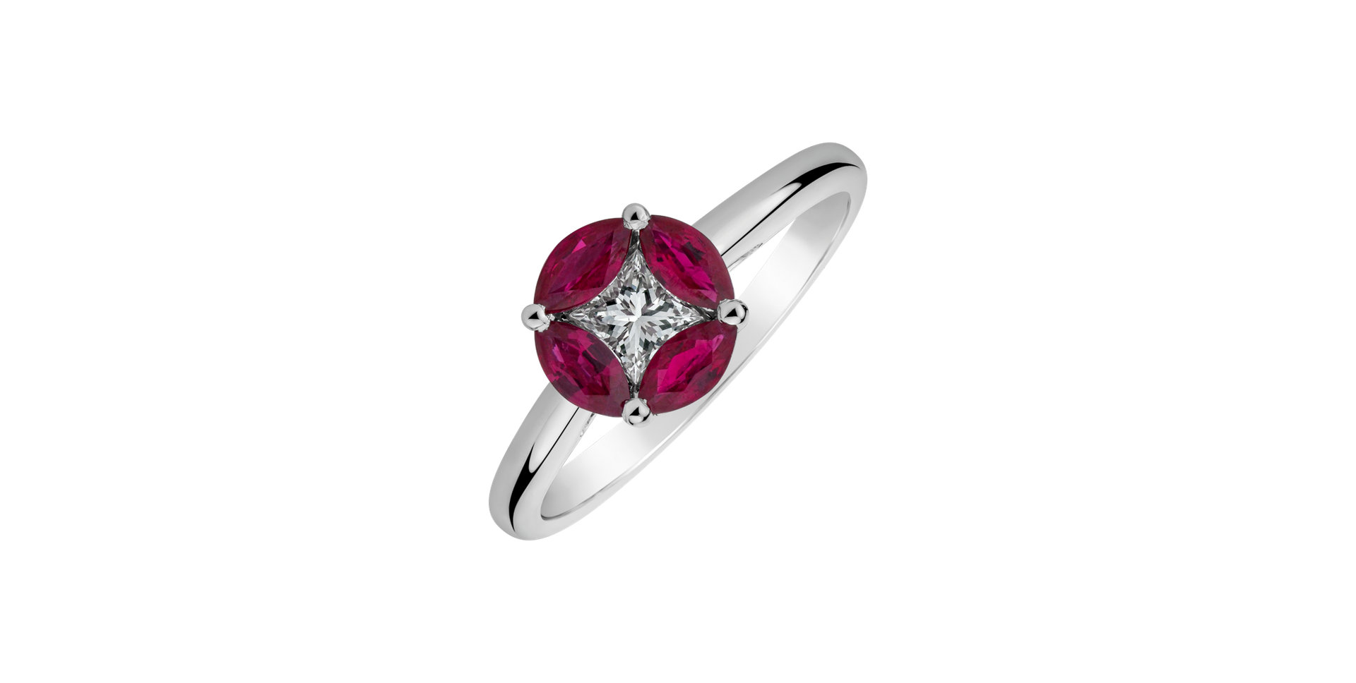 Prsten s diamanty a rubíny Princess Passion