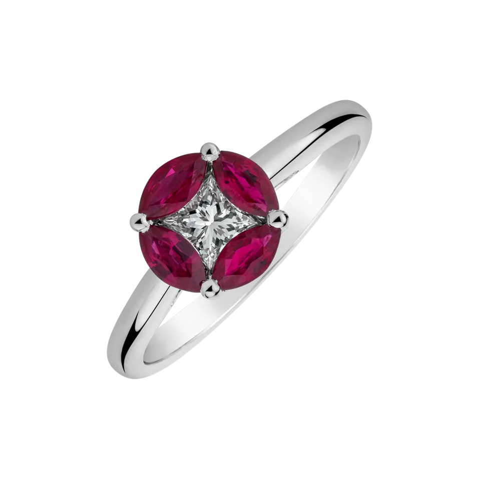 Prsten s diamanty a rubíny Princess Passion