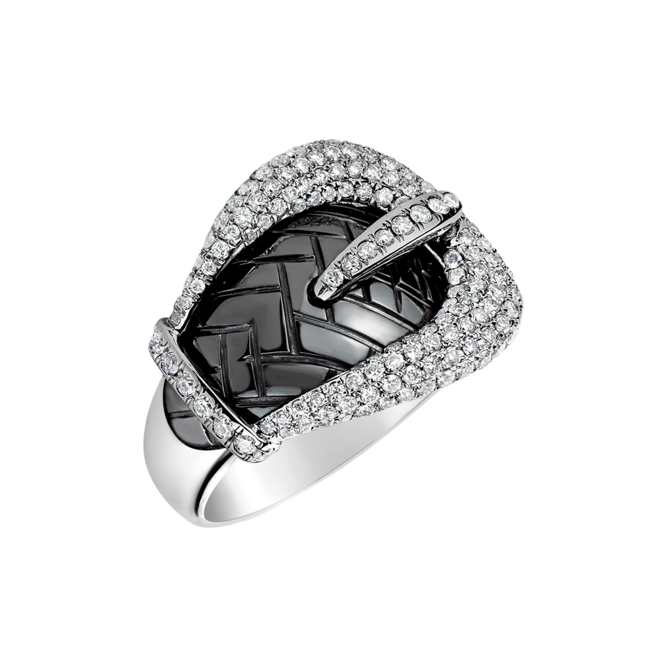 Prsten s diamanty a Hematite Shiny Belt