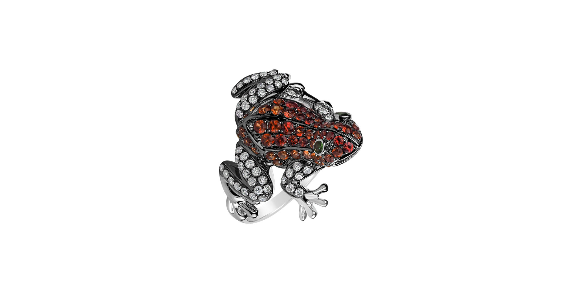 Prsten s diamanty, rubíny a granáty Miracle Frog