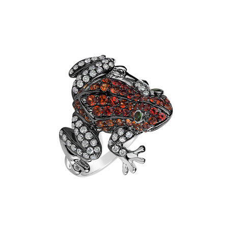 Prsten s diamanty, rubíny a granáty Miracle Frog