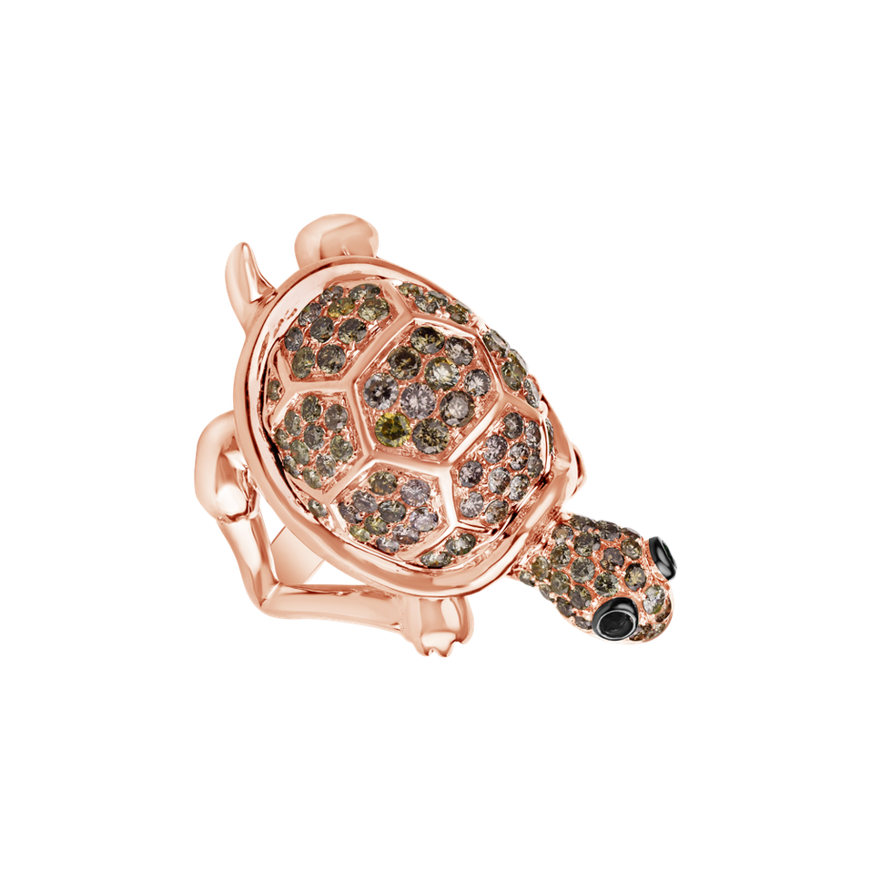 Prsten s hnědými diamanty a granáty Diamond Turtle