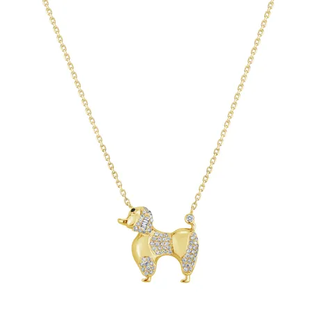 Náhrdelník s černými a bílými diamanty Little Poodle