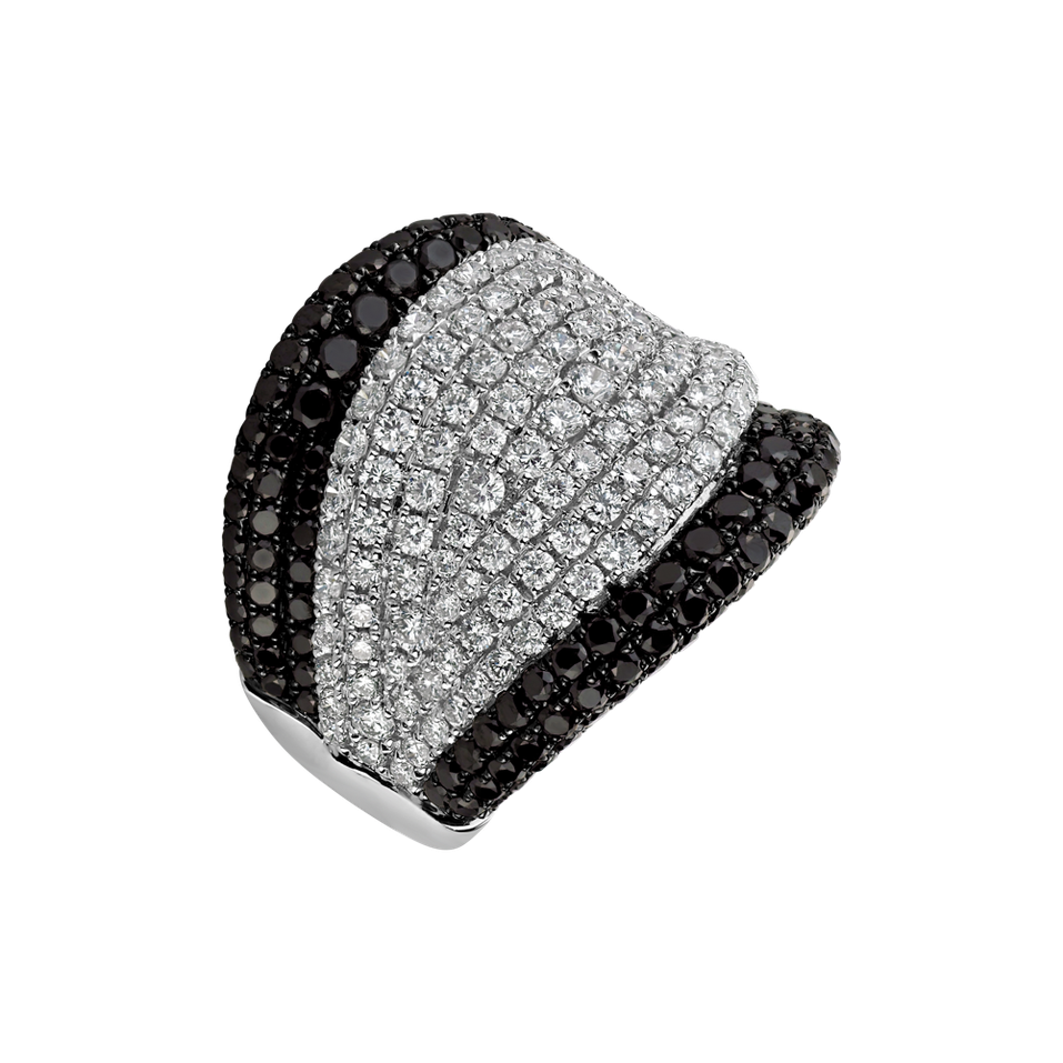 Prsten s černými a bílými diamanty King of Ocean