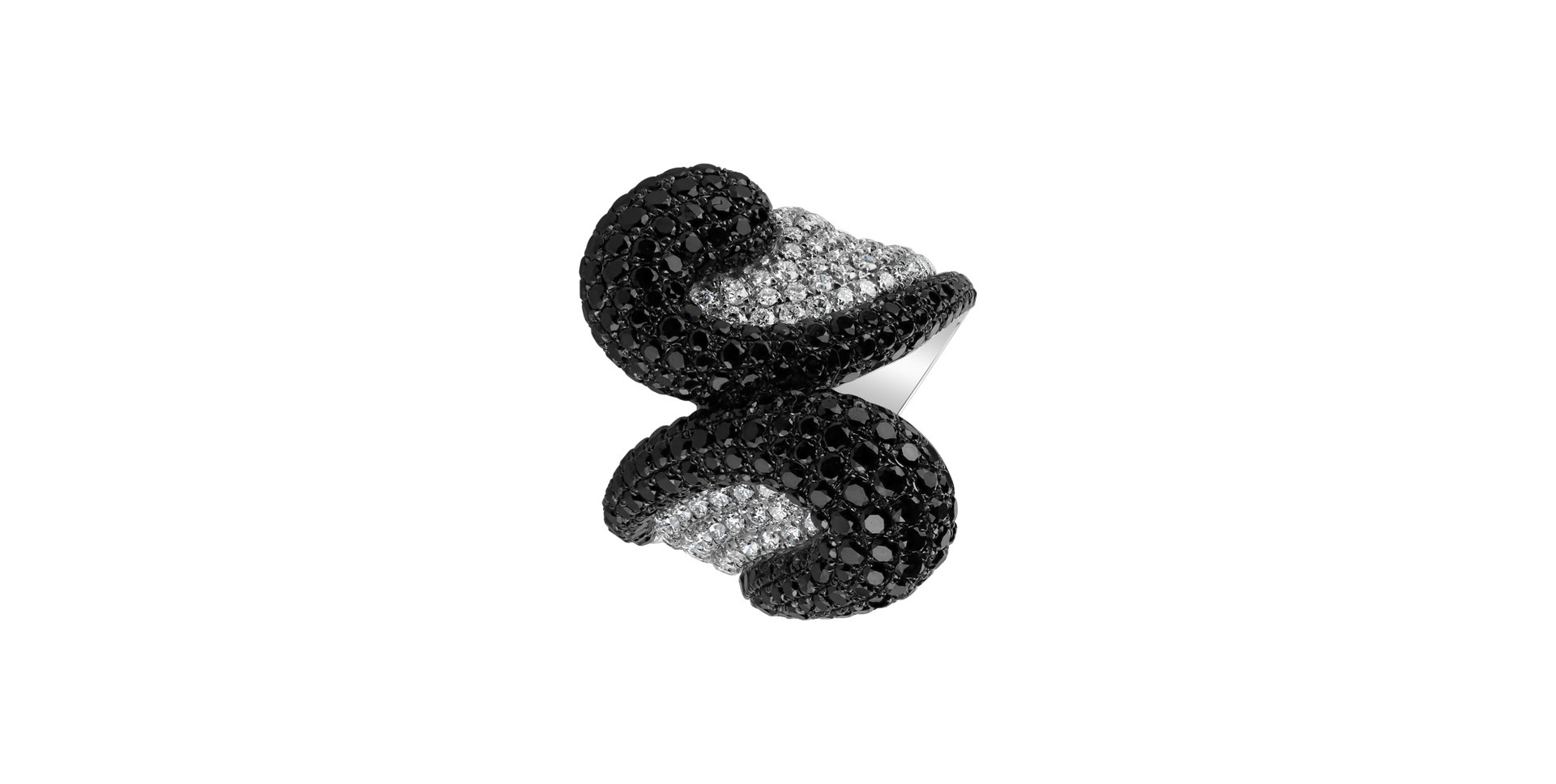 Prsten s černými a bílými diamanty Bambi