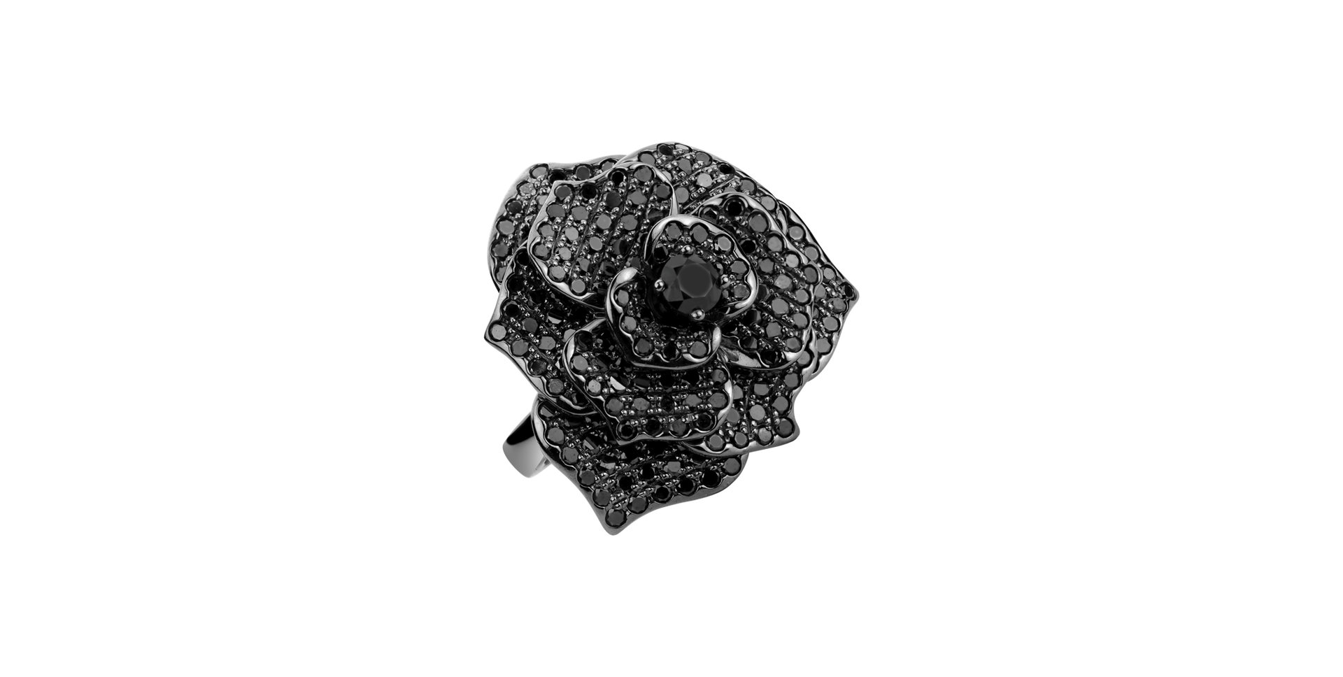 Prsten s černými diamanty Heavenly Rose