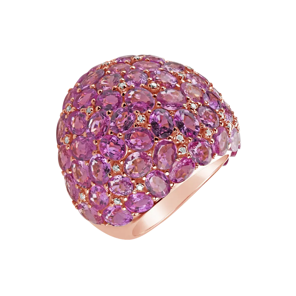 Prsten s diamanty a safíry Pink Dream