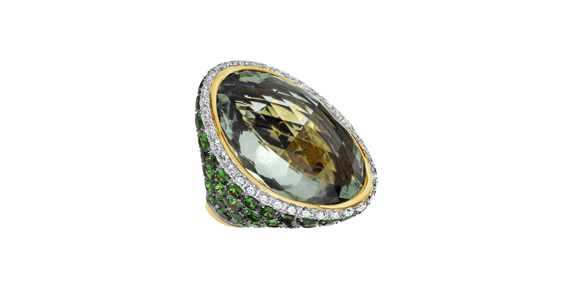 Prsten s diamanty, ametystem a granáty Darcie