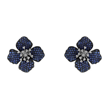 Náušnice s diamanty s safíry Blue for You